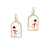 103707, CHRISTMAS SNOWMAN ENAMEL DANGLE EARRING