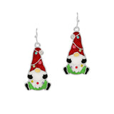 103708, CHRISTMAS GLITTER SANTA GNOME DANGLE EARRING