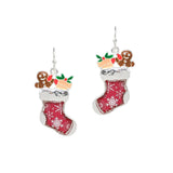 103711, CHRISTMAS SOCKS ENAMEL DANGLE EARRING