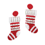 103728, CHRISTMAS SOCKS SEED BEADED DANGLE EARRING