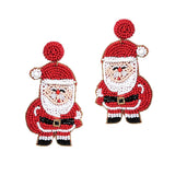 103729, CHRISTMAS SANTA CLAUS SEED BEADED DANGLE EARRING