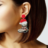 103731, CHRISTMAS BOOTS SEED BEADED DANGLE EARRING