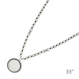 103741, ROUND PENDANT PEARL LONG BEADED NECKLACE
