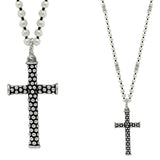 103743, CROSS PENDANT PEARL LONG BEADED NECKLACE