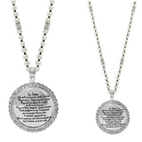 103746, "THE LORD'S PRAYER" ROUND PENDANT LONG PEARL NECKLACE