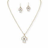 103747, MOTHER OF PEARL CROSS PENDANT NECKLACE