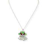 103753, CHRISTMAS JINGLE BELL ABSTRACT GLASS PENDANT NECKLACE