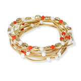 103762, NUGGET ACCENT MULTI LAYERED BEADED STRETCH BRACELET