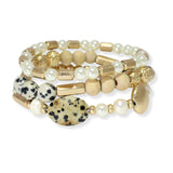 103763, SEMI PRECIOUS STONE MULTI LAYERED BEADED STRETCH BRACELET