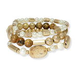 103763, SEMI PRECIOUS STONE MULTI LAYERED BEADED STRETCH BRACELET