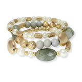 103763, SEMI PRECIOUS STONE MULTI LAYERED BEADED STRETCH BRACELET