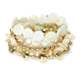 103769, SEMI PRECIOUS STONE MULTI LAYERED BEADED STRETCH BRACELET