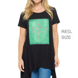 103783, "IN FAITH" CROSS CRYSTAL EMBELLISHED T-SHIRT TOP