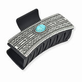 103790, WESTERN OVAL TURQUOISE ACCENT RECTANGULAR GRANDER HAIR CLAW