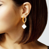 103831, GAME DAY ENAMEL CLOVER DANGLE HOOP EARRING