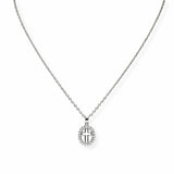 103854, OVAL CROSS CHARM STAINLESS STEEL PENDANT NECKLACE