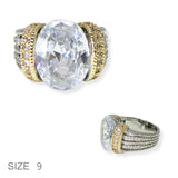 103876, CLEAR OVAL CUBIC ZIRCONIA DESIGNER INSPIRED RING