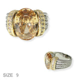103876, TOPAZ OVAL CUBIC ZIRCONIA DESIGNER INSPIRED RING