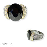 103876, BLACK OVAL CUBIC ZIRCONIA DESIGNER INSPIRED RING