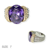 103876, PURPLE OVAL CUBIC ZIRCONIA DESIGNER INSPIRED RING