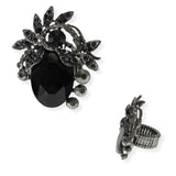103897, FLORAL RHINESTONE STRETCH RING