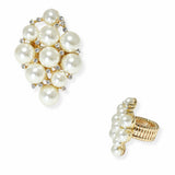 103918, PEARL WITH CRYSTAL RHINESTONE STRETCH RING
