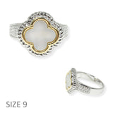 103944, TWO TONE WITH OPAL CLOVER DESIGNER INSPIRED RING