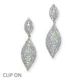 103951, MARQUISE CRYSTAL RHINESTONE DANGLE CLIP ON EARRING