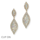 103951, MARQUISE CRYSTAL RHINESTONE DANGLE CLIP ON EARRING