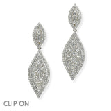 103951, MARQUISE CRYSTAL RHINESTONE DANGLE CLIP ON EARRING
