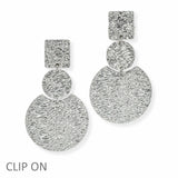 103990, TEXTURED GEOMETRIC METAL DANGLE CLIP ON EARRING