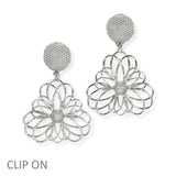 103994, FLOWER METAL DANGLE CLIP ON EARRING