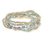 103997, CRYSTAL MULTI LAYERED BEADED STRETCH BRACELET