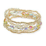 103997, CRYSTAL MULTI LAYERED BEADED STRETCH BRACELET