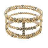 103998, CROSS ACCENT MULTI LAYERED BEADED STRETCH BRACELET