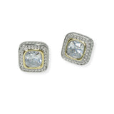 104001, GEOMETRIC CUBIC ZIRCONIA DESIGNER INSPIRED STUD EARRING