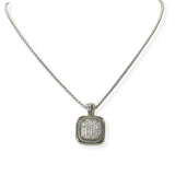 104015, GEOMETRIC MICRO PAVE CUBIC ZIRCONIA DESIGNER INSPIRED PENDANT NECKLACE