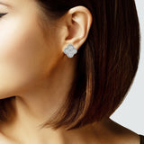 104024, CLOVER PAVE CUBIC ZIRCONIA DESIGNER INSPIRED STUD EARRING