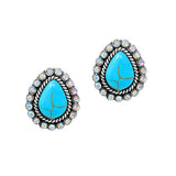 104048, TEARDROP TURQUOISE STONE STUD EARRING