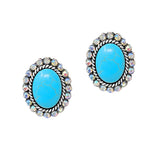 104049, OVAL TURQUOISE STONE STUD EARRING