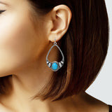 104054, WESTERN OVAL TURQUOISE STONE ACCENT DANGLE EARRING