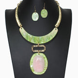 104074, OVAL GLITTER CELLULOID ACETATE NECKLACE