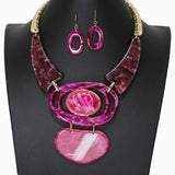 104075, GEOMETRIC GLITTER CELLULOID ACETATE NECKLACE