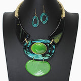 104075, GEOMETRIC GLITTER CELLULOID ACETATE NECKLACE