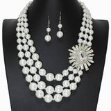 104077, RHINESTONE ACCENT PEARL STRAND NECKLACE