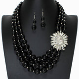 104077, RHINESTONE ACCENT PEARL STRAND NECKLACE
