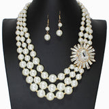104077, RHINESTONE ACCENT PEARL STRAND NECKLACE
