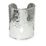 104082, HAMMERED MARQUISE CUTOUT METAL CUFF BRACELET