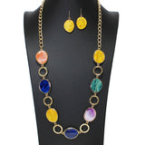 104098, GEOMETRIC GLITTER CELLULOID ACETATE LONG NECKLACE