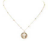 104122, CUTOUT CROSS ROUND PENDANT NECKLACE